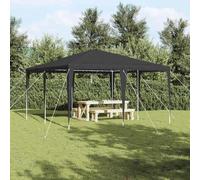 Tenda per feste, antracite, 400 x 400 x 266 cm, in polietilene e acciaio, rettangolare, per terrazze ed eventi all'aperto, tenda pieghevole con telaio in acciaio, colore: antracite