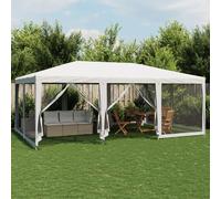 vidaXL Tenda per Feste con 10 Pareti Laterali in Rete Bianca 6x4m HDPE, Tenda per Gazebo, Tenda da Giardino, baldacchino da Giardino