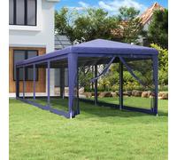 Tenda per Feste con 10 Pareti Laterali in Rete Blu 3x12 m HDPE