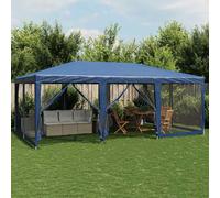 vidaXL Tenda per Feste con 10 Pareti Laterali in Rete Blu 6x4 m HDPE, Tenda per Gazebo, Tenda da Giardino, baldacchino da Giardino