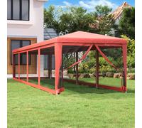 Tenda per Feste con 10 Pareti Laterali in Rete Rossa 3x12m HDPE