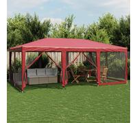 vidaXL Tenda per Feste con 10 Pareti Laterali in Rete Rossa 6x4 m HDPE