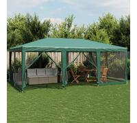 vidaXL Tenda per Feste con 10 Pareti Laterali in Rete Verde 6x4 m HDPE, Tenda per Gazebo, Tenda da Giardino, baldacchino da Giardino