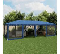 vidaXL Tenda per Feste con 12 Pareti Laterali in Rete Blu 8x4 m HDPE, Tenda per Gazebo, Tenda da Giardino, baldacchino da Giardino