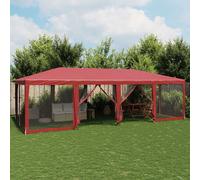 vidaXL Tenda per Feste con 12 Pareti Laterali in Rete Rossa 8x4 m HDPE, Tenda per Gazebo, Tenda da Giardino, baldacchino da Giardino