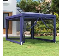 Tenda per Feste con 4 Pareti Laterali in Rete Blu 3x4 m HDPE