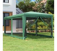 Tenda per Feste con 6 Pareti Laterali in Rete Verde 3x6 m HDPE
