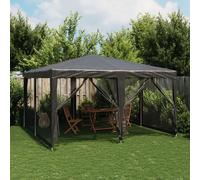 vidaXL Tenda per Feste con 8 Pareti in Rete Antracite 4x4 m in HDPE, Tenda per Gazebo, Tenda da Giardino, baldacchino da Giardino, Tenda a baldacchino