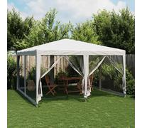 vidaXL Tenda per Feste con 8 Pareti Laterali in Rete Bianco 4x4 m HDPE, Tenda per Gazebo, Tenda da Giardino, baldacchino da Giardino