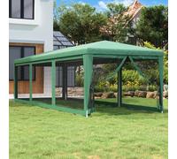 Tenda per Feste con 8 Pareti Laterali in Rete Verde 3x9 m HDPE