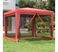 Tenda per Feste con Pareti Laterali in Rete Rossa 3x3 m HDPE