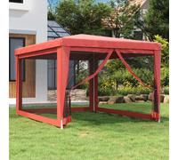 Tenda per Feste con Pareti Laterali in Rete Rossa 3x4 m HDPE