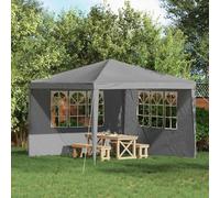 Tenda per feste, pannello laterale, 2 pezzi, 300 x 195 cm, grigio chiaro | 100% PE e acciaio, impermeabile, resistente ai raggi UV, chiusura in , finestre decorative, utilizzabile tutto l'anno