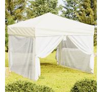 Tenda per Feste Pieghevole con Pareti Laterali Crema 3x3 m