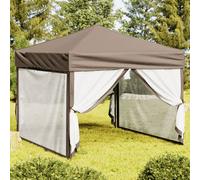 Tenda per Feste Pieghevole con Pareti Laterali Tortora 3x3 m
