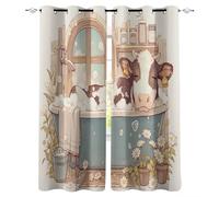 Tenda per Finestra Animale Protezione UV Isolamento Termico Ombreggiatura Sipario Mucca Che Fa Il Bagno In Una Vasca Bagno Con Occhiello Tende per Adulti Adolescente Bambini 2 Pannelli 140L x 260A CM