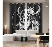 Tenda per Finestra Arte Tribale Protezione UV Isolamento Termico Ombreggiatura Sipario Guerriero Vichingo Con Occhiello Tende per Adulti Adolescente Bambini 2 Pannelli 117L x 229A CM