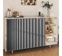 Tenda per finestra da cucina sotto il lavandino e scarpiera, in finto lino, con asta, colore grigio, larghezza 160 x altezza 50 cm, perfetta per decorare la casa