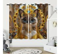 Tenda per Finestra Esotico Protezione UV Isolamento Termico Ombreggiatura Sipario Gatto Che Indossa Splendido Abito Giallo Con Occhiello Tende per Adulti Adolescente Bambini 2 Pannelli 117L x 229A CM
