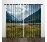 Tenda per Finestra Scenario Naturale Protezione UV Isolamento Termico Ombreggiatura Sipario Montagne Giungla Prateria Con Occhiello Tende per Adulti Adolescente Bambini 2 Pannelli 70L x 160A CM