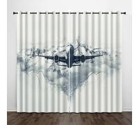 Tenda per Finestra Tema Dell'Aviazione Protezione UV Isolamento Termico Ombreggiatura Sipario Montagne Innevate Aerei Con Occhiello Tende per Adulti Adolescente Bambini 2 Pannelli 140L x 300A CM
