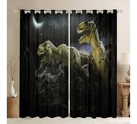 Tenda per finestre, motivo: dinosauro T-rex, a tema Jurassic Park, per la stanza di bambini e ragazzi, motivo animale in 3D, tenda ipoallergenica, 132 x 160 cm (larghezza x lunghezza), 2 pannelli
