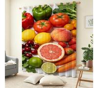 Tenda per Interno Moderne 2 Pezzi 3D Stampa Piccoli Cachi e Peperoncini Tende Oscuranti Termiche Isolanti Camera da Letto Verdura e Frutta Tende Soggiorno con Occhielli L140 x A250 cm C.526