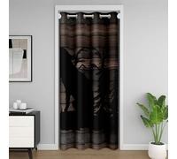 Tenda per porta, 86 x 203 cm, per ragazze, bambini, lupi, ululanti, 30% -50% per oscuramento della stanza, tenda oscurante, con animali lupi, albero, venature del legno, armadio, tenda per porte, col