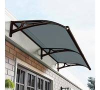 Tenda per porta anteriore con staffa in alluminio per protezione da sole, pioggia e neve, grigio fumo, 119,4 x 160 cm, tenda da finestra per esterni con protezione UV