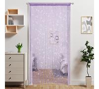 Tenda per porta, con perline, divisorio da appendere in rilievo, decorazione hippie, con frange glitterate, per armadi, finestre, pareti, porte, con paillettes, stile boho, viola, 100 x 200 cm
