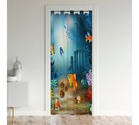 Tenda per porta con pesce oceano Privacy Marine Underwater World Armadio Copertura per porta Tende ultra morbide hawaiane Mare 30% -50% Tenda oscuramento della stanza Decorazione della cucina 86 x 20