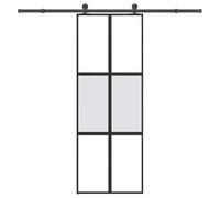 Tenda per porta della dispensa, scorrevole con guarnizione in vetro temperato e alluminio, 76 x 205 cm, facile da montare