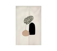 Tenda per Porta Foglie Di Palma Nera Tenda Porta Esterna Interna Microfiber Isolamento Termico Tendine per Finestre Durevole Tendine Cucina Finestra Tende Finestra e 1 Palo Telescopico 65x90cm