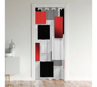 Tenda per porta geometria nera rossa grigia griglia privacy bufalo checkdella porta tenda rettangolare isolata tende termiche per camera da letto astratto divisorio tenda copertura 86 x 203cm