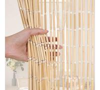 Tenda per porta in bambù fatta a mano, 70 x 180 cm, con perline di legno, stile retrò, per camera da letto, soggiorno, balcone, porta, protezione naturale, protezione per la privacy, ecologica