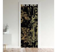 Tenda per porta in bambù, motivo botanico, tenda per la privacy, per bambini, ragazzi e ragazze, di lusso, colore nero, isolante, tenda termica per porta, armadio, divisorio, 106 x 203 cm, 1 pannello