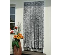 Tenda per porta in ciniglia, 90 cm x 200 cm, argento e bianco