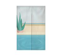 Tenda per Porta Pianta Geometria Verde Tenda Porta Esterna Interna Microfiber Isolamento Termico Tendine per Finestre Durevole Tendine Cucina Finestra Tende Finestra e 1 Palo Telescopico 80x200cm