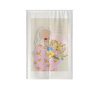 Tenda per Porta Ragazza Rosa Giallo Tenda Porta Esterna Interna Microfiber Isolamento Termico Tendine per Finestre Durevole Tendine Cucina Finestra Tende Finestra e 1 Palo Telescopico 90x180cm