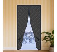 Tenda per Porta Termoisolante 111 x 247 cm Impermeabile, Antivento Tende Isolante Inverno Impermeabile per Interni Esterni, Nero