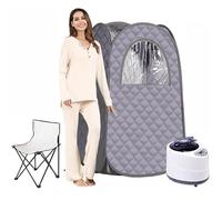 Tenda per Sauna a Vapore Portatile, Sauna Portatile Pieghevole 1500w 9 Temperature Regolabili Vaporizzatore 3l Con Sedia Pieghevole Casalinga Personale Tenda per Il Corpo (Gray, Standard Edition)