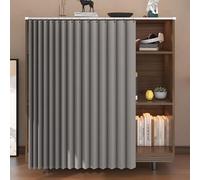 Tenda per Scaffale a Vista Adesiva, Tenda Separe per Interni Scorrevole Finta Porta, Tendina Sottolavello con Binari- Cucina Bagno, Tende Antipolvere per Armadietti(Grigio,50x70cm)