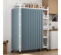 Tenda per Scaffale Cucina, Tendina Sottolavello Cucina con Binario Grigio, Multifunzionali Tenda Antipolvere per Cabina Armadio, Mobile Lavatrice, Pieghevole(Blu,120 x 140 cm/47.2 x 55.1 in)