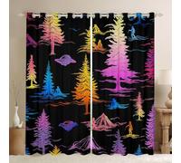 Tenda per soggiorno con castello fata alieno UFO alberi misteriosi alieni donne uomini tende da cucina colorate ombré schizzo decorazione per la stanza tende per finestre tende nero viola tende per