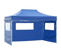 vidaXL Tenda Pieghevole con 3 Pareti 3x4,5 m Blu