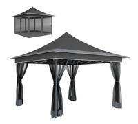 Tenda pieghevole Outsunny 3,5X3,5X3 m con 4 zanzariere regolabile in altezza grigio
