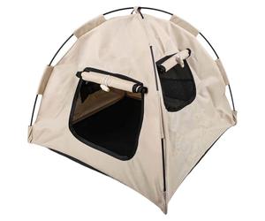 Tenda pieghevole per cani e gatti con rete traspirante per finestre, beige, per esterni e interni, per piccoli animali sotto i dieci kg, portatile e lavabile (L)