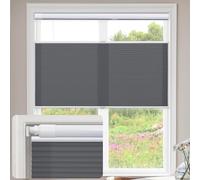 Tenda plissettata cellulare per finestre, senza fili, a nido d'ape, filtraggio della luce, design dall'alto verso il basso verso l'alto, facile installazione senza fori, grigio foschia, 77 cm di