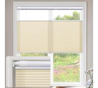Tenda plissettata cellulare per finestre, senza fili, a nido d'ape, filtro della luce, design dall'alto verso il basso, senza fori, installazione senza fori, ideale per casa e ufficio (color crema, 89