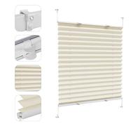 Tenda Plissettata su Misura, 25 x 210 cm autoadesive, in tessuto non tessuto, Tenda Plissé EasyFix Klemmfix Parti per Il Montaggio Incluse, per finestre senza fori, Color Crema